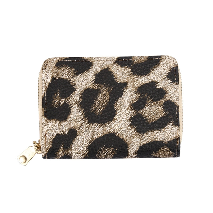 Women's Leopard Pu Leather Zipper Card Holders