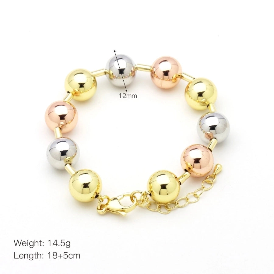 Copper 18K Gold Plated Beaded Plating Round Bracelets