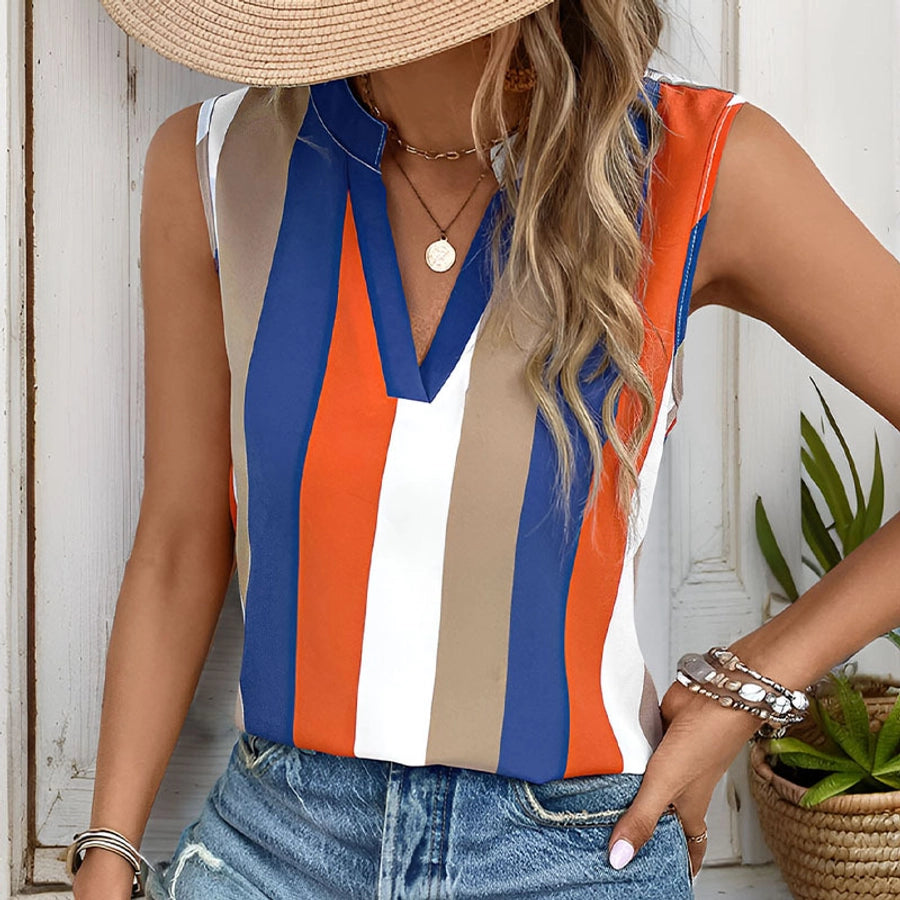 Women's Blouse Sleeveless Blouses Vacation Simple Style Color Block