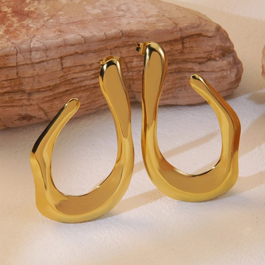 1 Pair Classic Style Asymmetrical Irregular 304 Stainless Steel Imitation Gold  Ear Studs