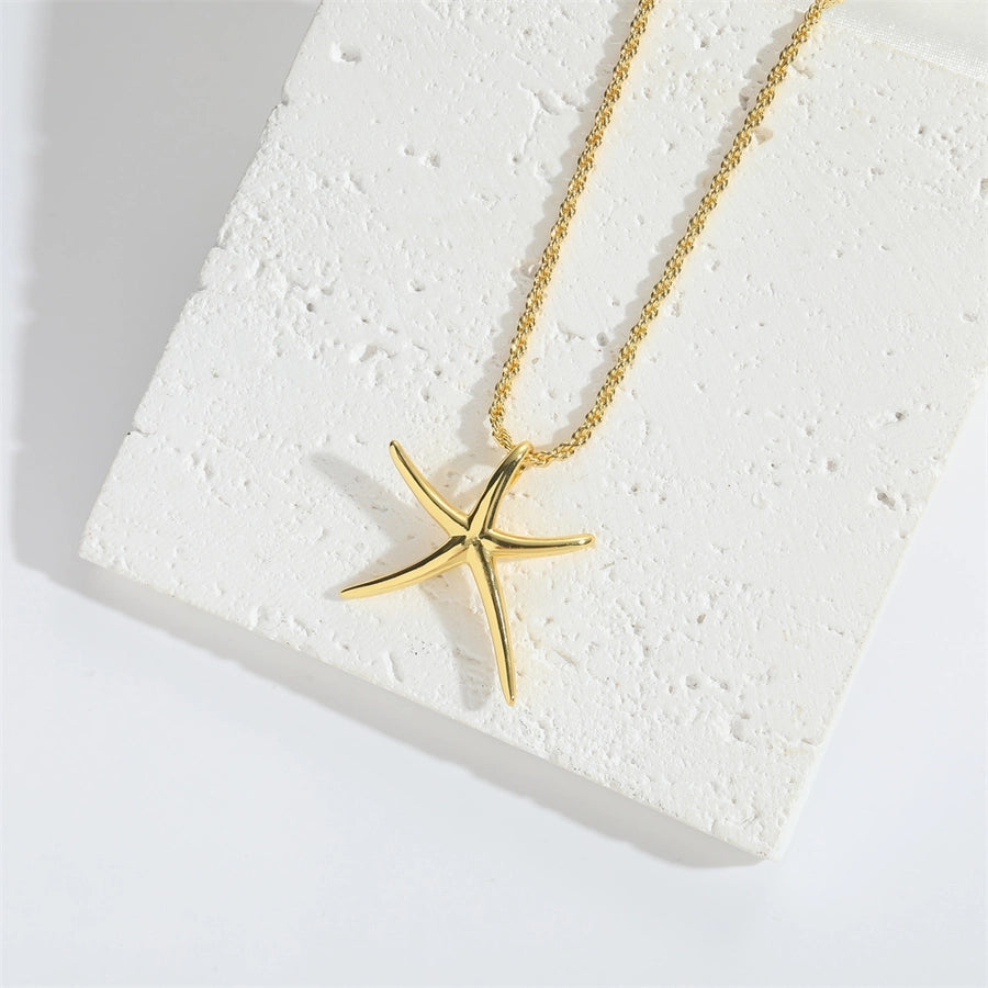 Copper 14K Gold Plated Starfish Pendant Necklace