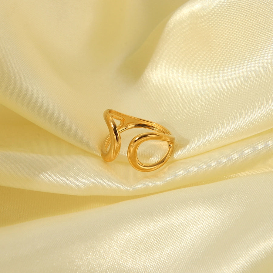 Jewelry Simple Style Irregular Solid Color Bow Knot 304 Stainless Steel 18K Gold Plated Open Rings