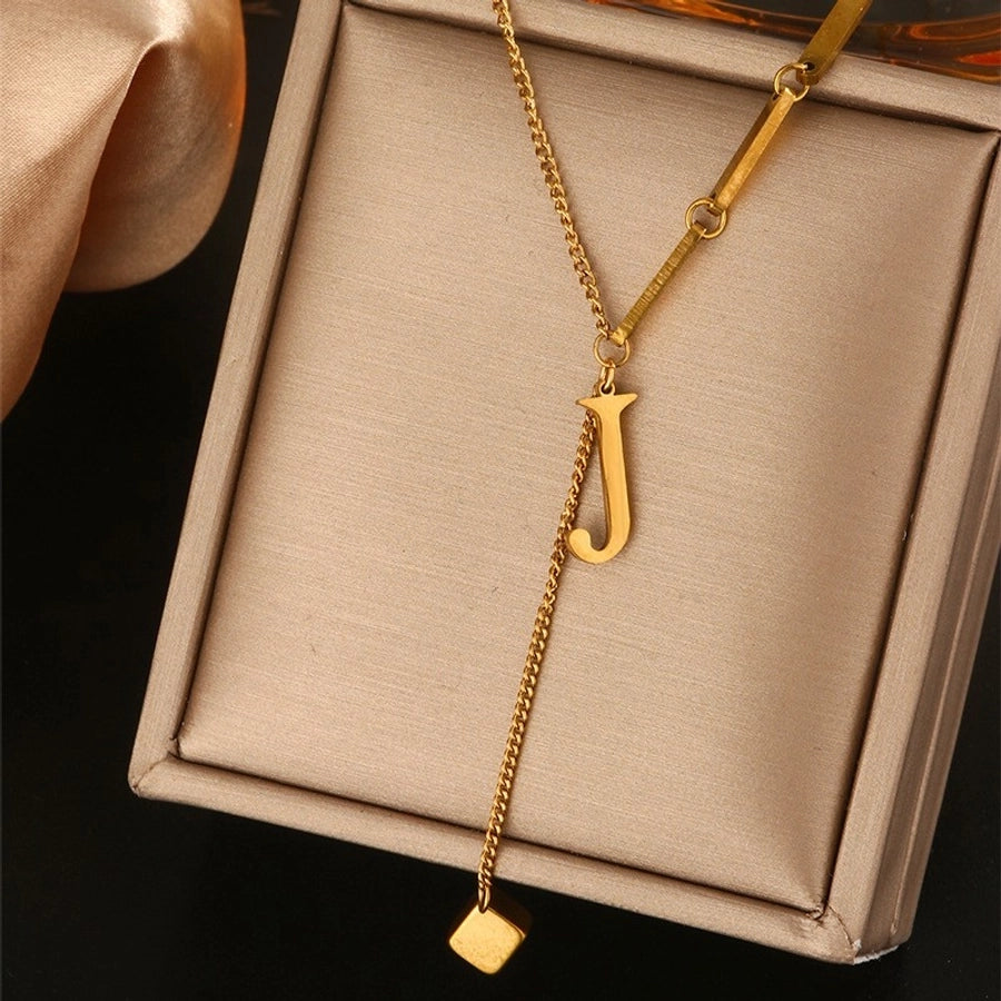 Jewelry Simple Style Artistic Letter 201 Stainless Steel 18K Gold Plated Pendant Necklace