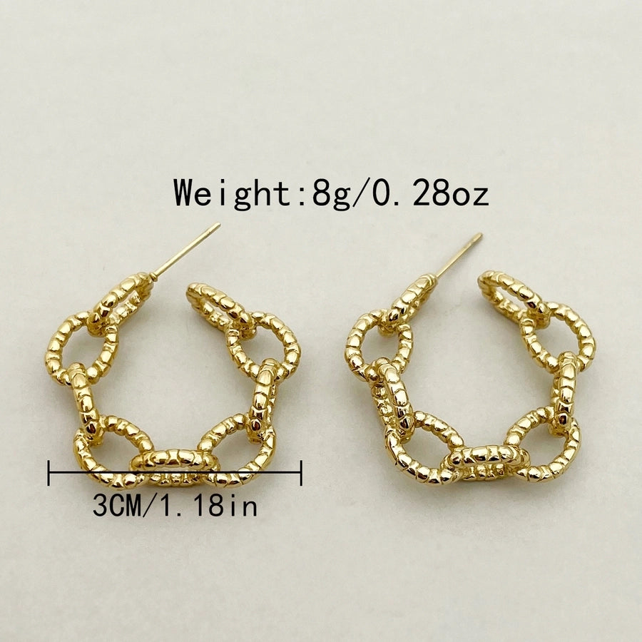 1 Pair Cute Modern Style C Shape Round Sector Patchwork Plating Three-dimensional 304 Stainless Steel Gold Plated Earrings