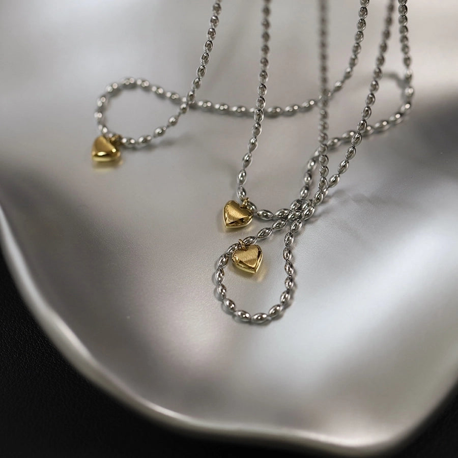 Jewelry Casual Sweet Heart Shape 201 Stainless Steel 304 Stainless Steel 18K Gold Plated Necklace