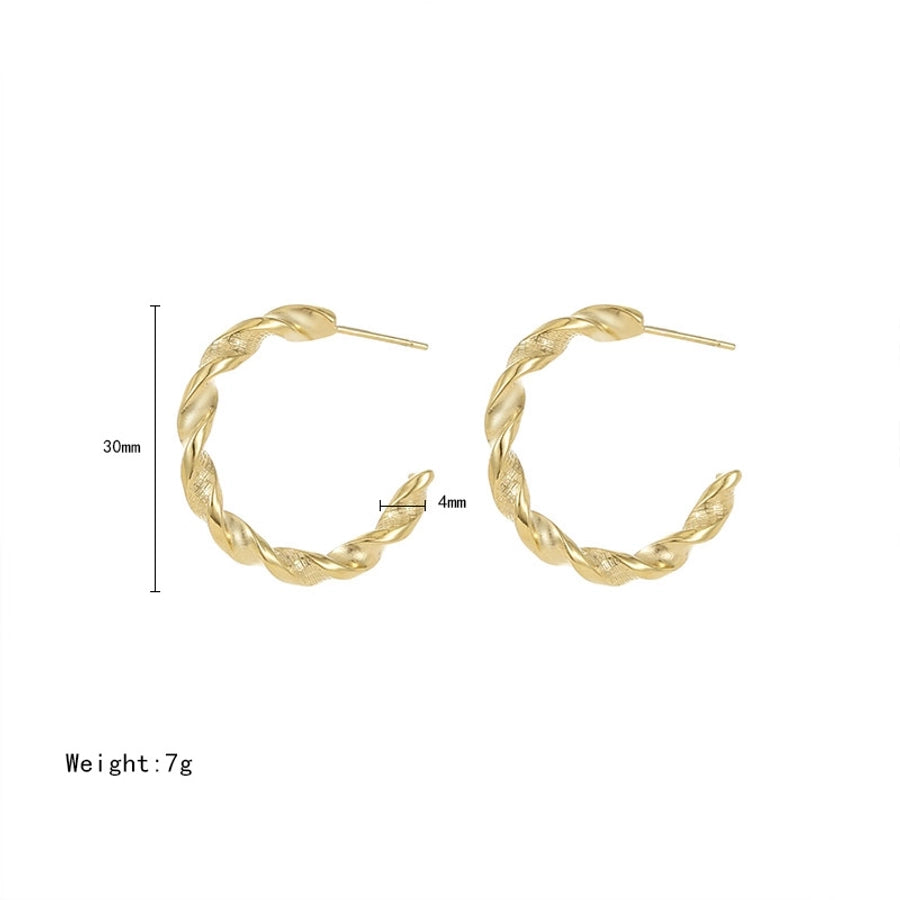 1 Pair Simple Style C Shape Plating 304 Stainless Steel White Gold Plated Gold Plated Ear Studs