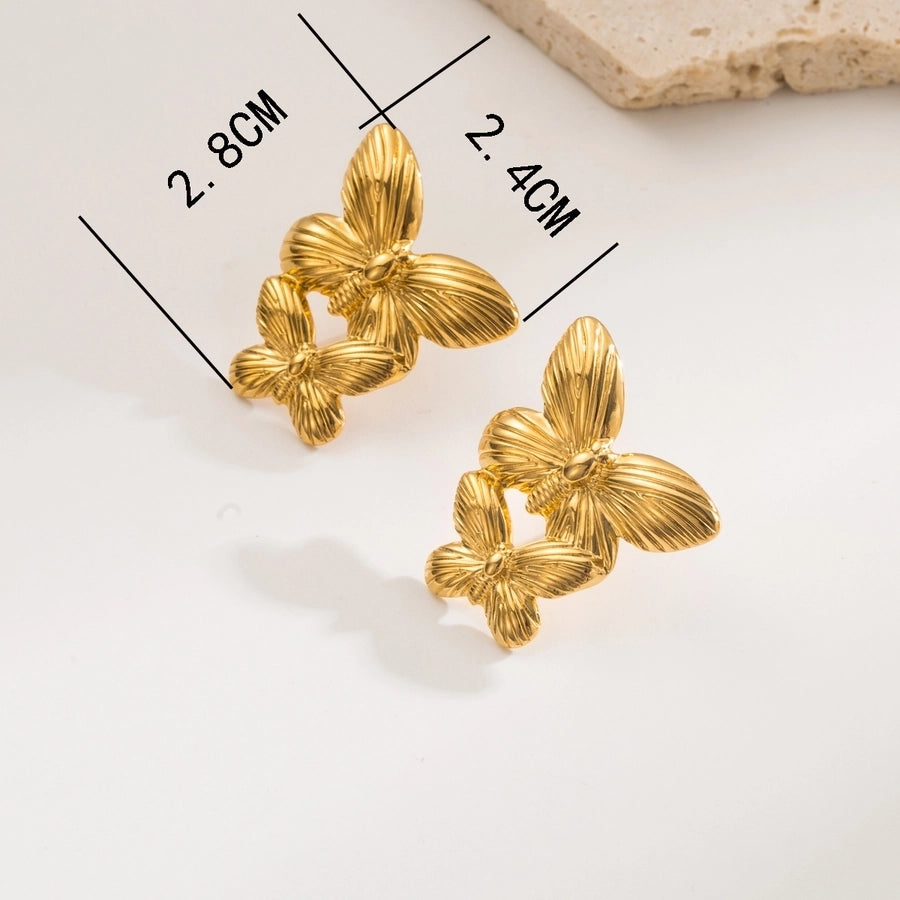 1 Pair Casual Modern Style Simple Style Sun Heart Shape Butterfly 304 Stainless Steel 18K Gold Plated Ear Studs