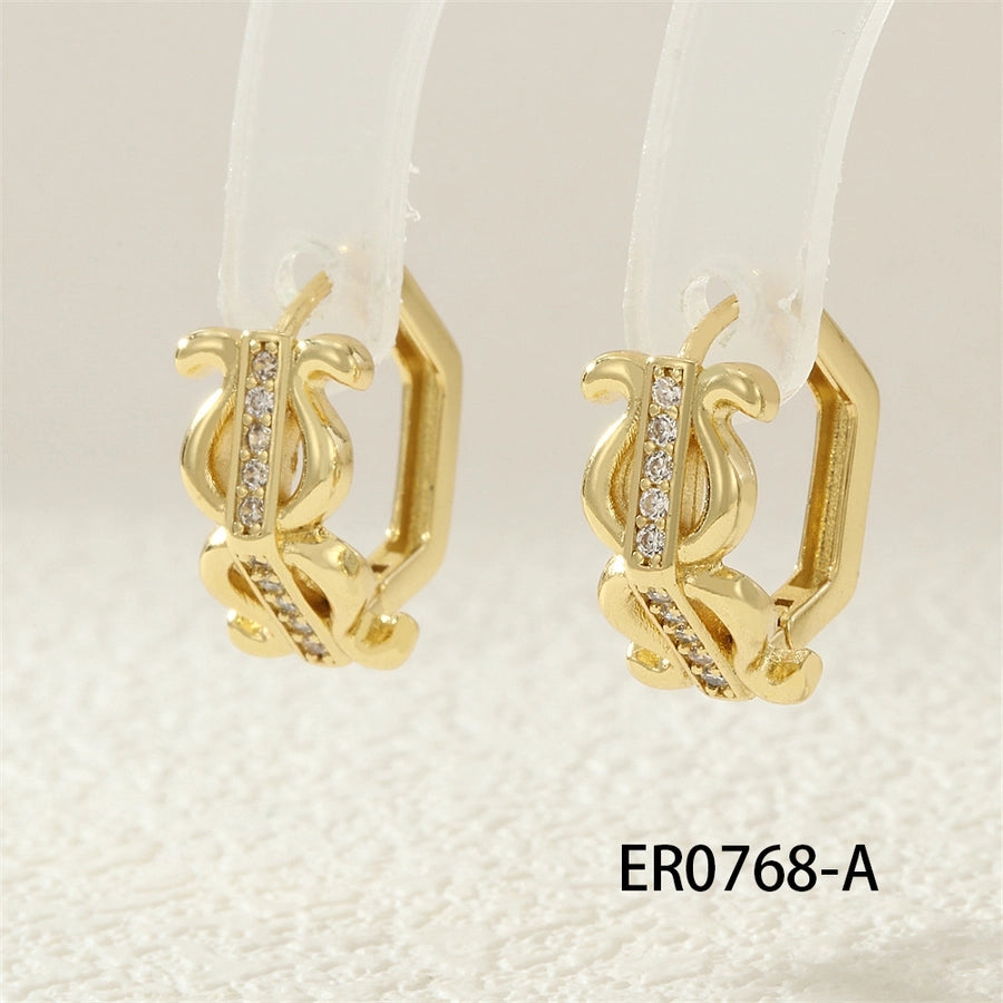 1 Pair IG Style Simple Style Commute Geometric Inlay Copper Zircon 18K Gold Plated Earrings