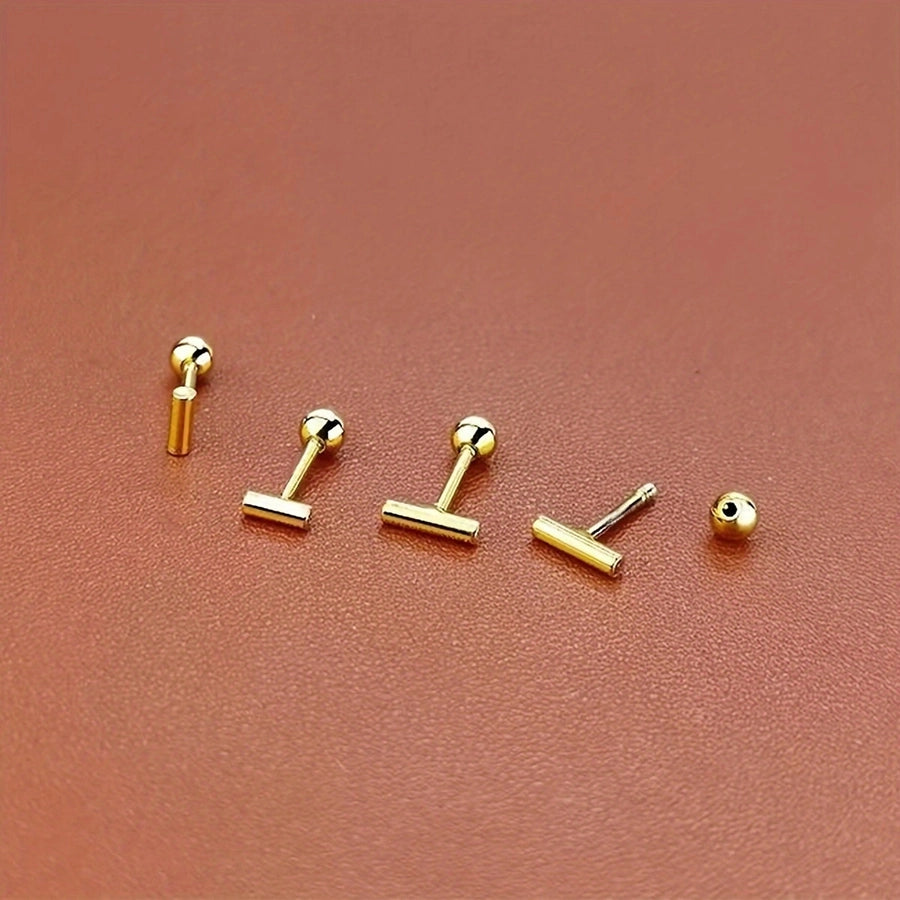 1 Pair Simple Style Solid Color Plating 304 Stainless Steel 18K Gold Plated Ear Studs