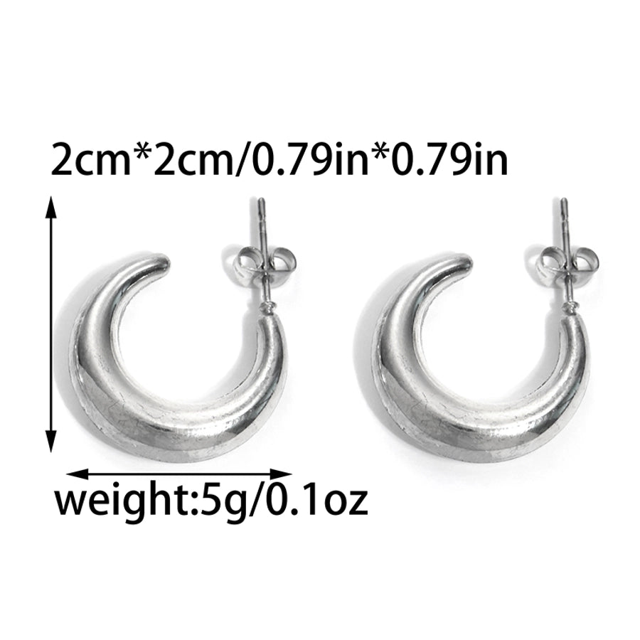 1 Pair Casual Simple Style Commute C Shape Moon Twist Plating 304 Stainless Steel 14K Gold Plated Earrings - CEJEW