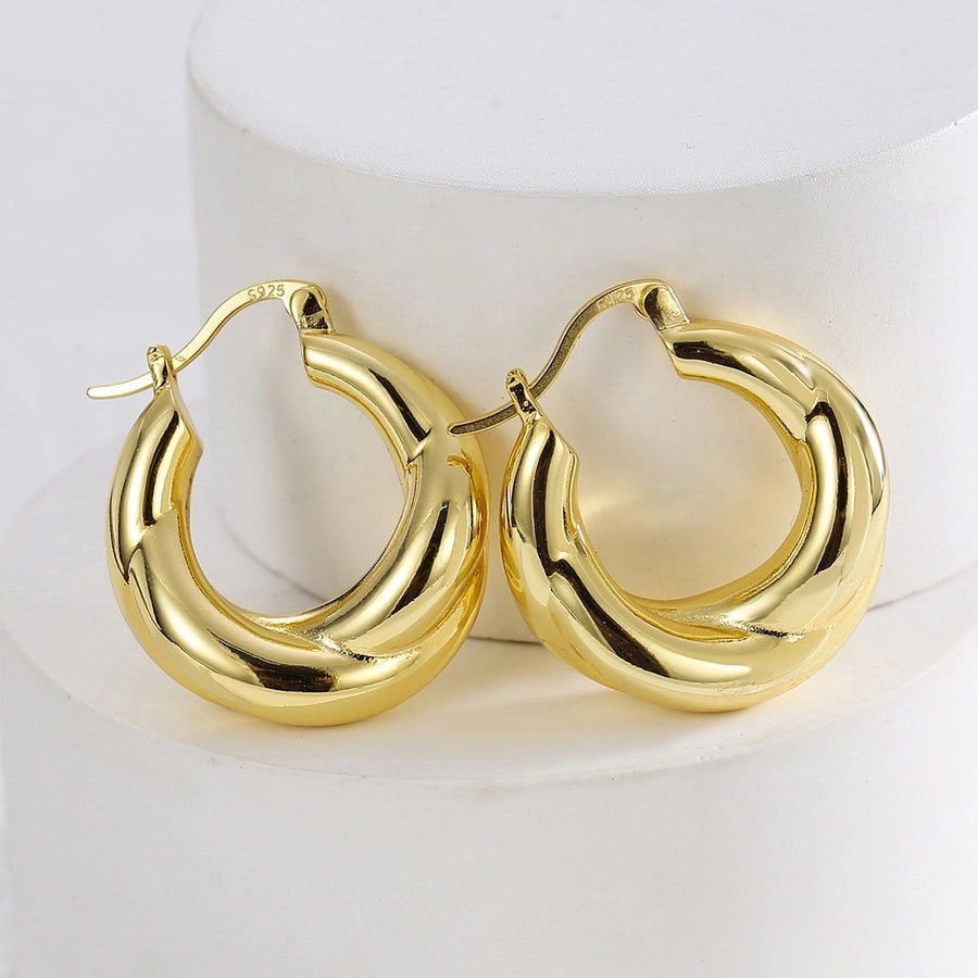 1 Pair Simple Style Classic Style Solid Color Plating Brass 18K Gold Plated Earrings