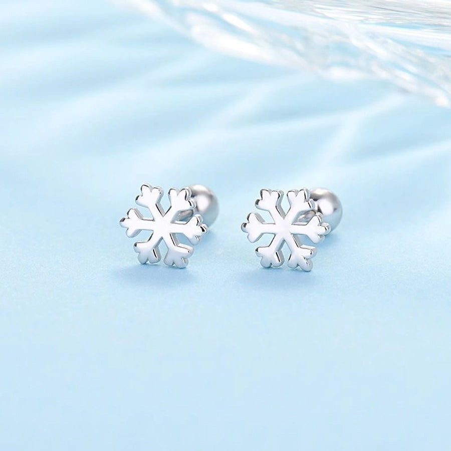 S925 silver anti-lost earrings love four-leaf clover round earrings stainless steel screw to prevent falling off without picking ear holes