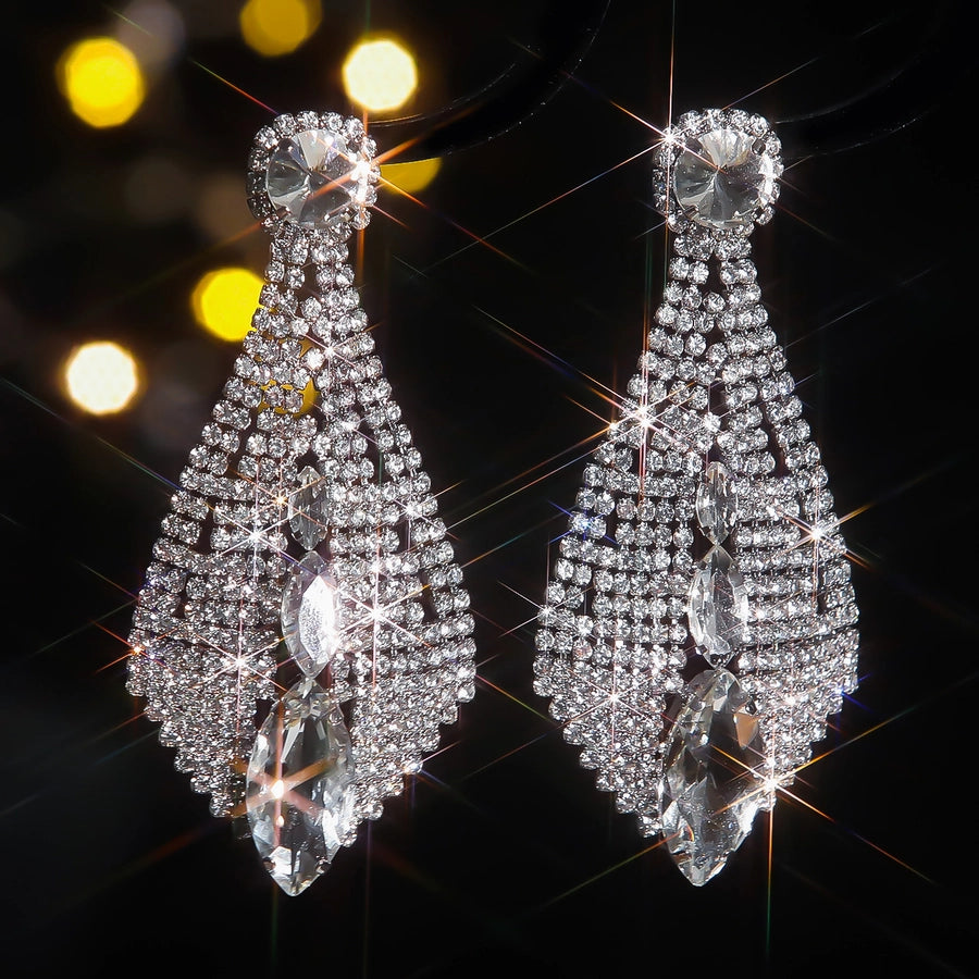 1 Pair Rock Simple Style Shiny Tassel Inlay 316 Stainless Steel  Artificial Rhinestones Drop Earrings