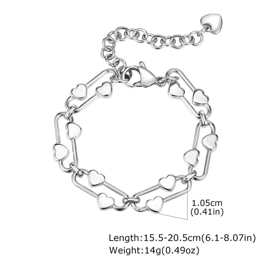 Simple Style Heart Shape 201 Stainless Steel Silver Plated Bracelets In Bulk