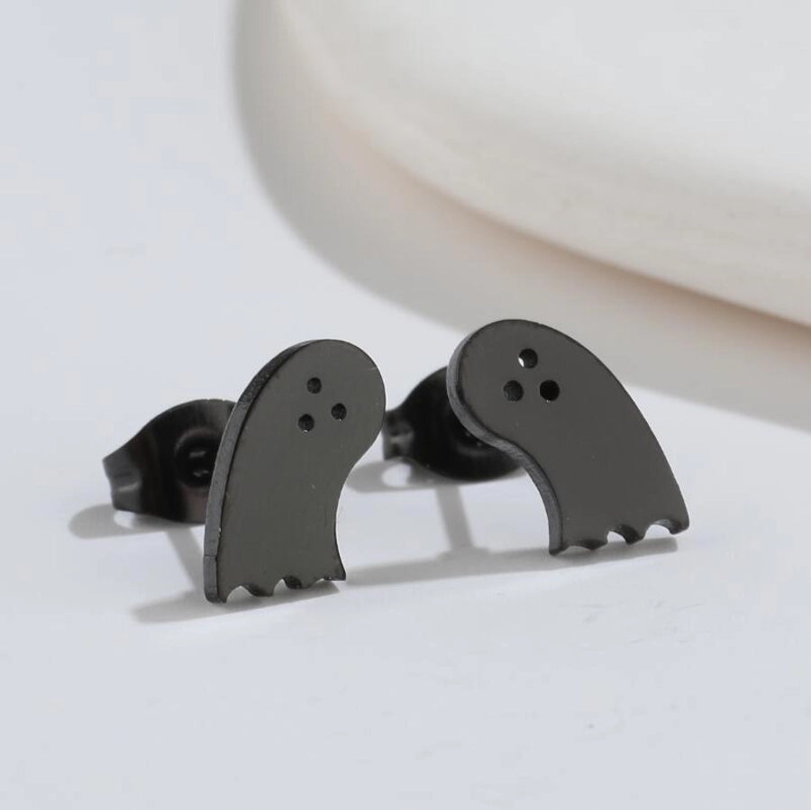 1 pair fashion star moon wings titanium steel asymmetrical plating hollow out ear studs - CEJEW