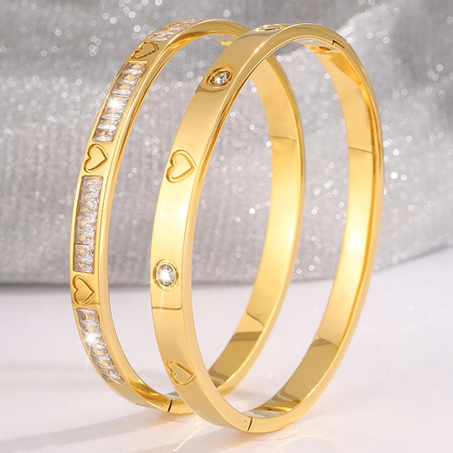 Elegant French Style Classic Style Solid Color 304 Stainless Steel Bangle In Bulk - CEJEW