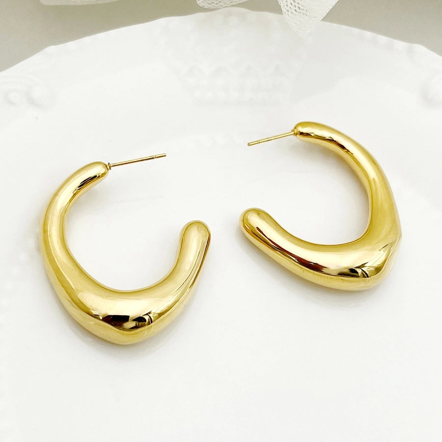 1 Pair Casual IG Style C Shape 304 Stainless Steel 14K Gold Plated Ear Studs