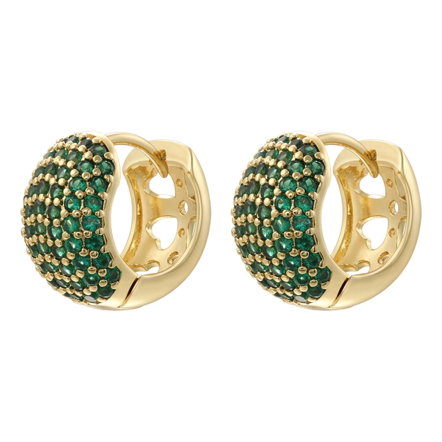 1 Pair Elegant Round Plating Inlay Copper Zircon 18K Gold Plated Earrings