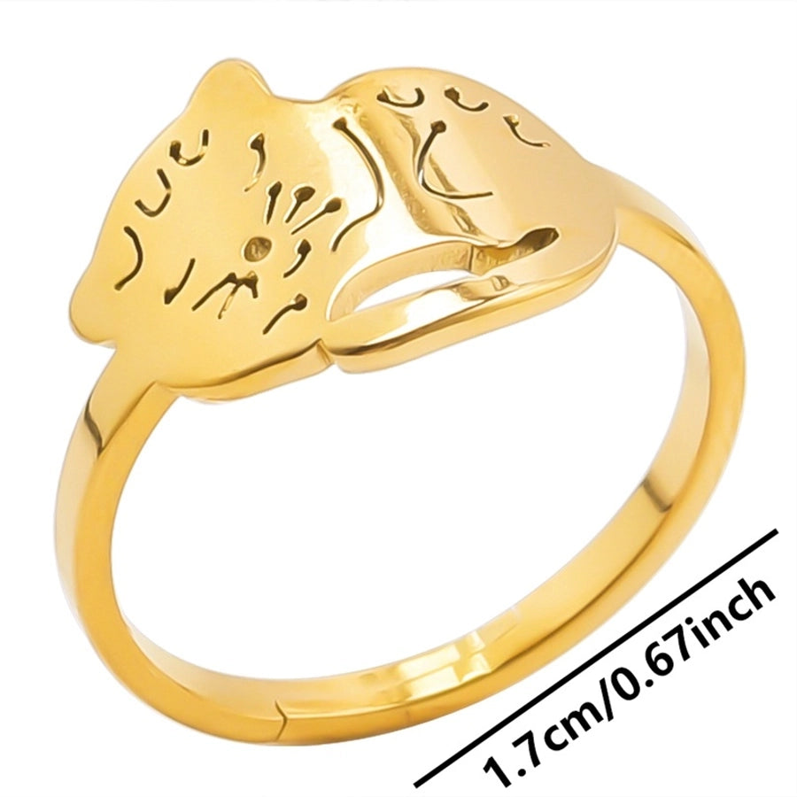 Jewelry Commute Cat 304 Stainless Steel 18K Gold Plated Plating Rings - CEJEW