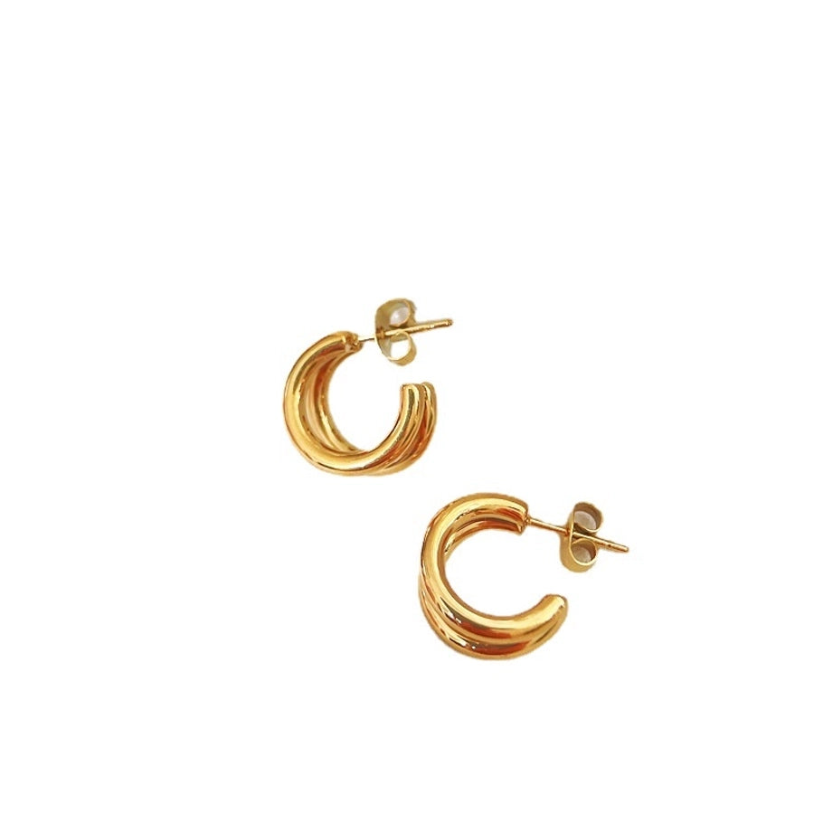 1 pair fashion c shape plating titanium steel earrings