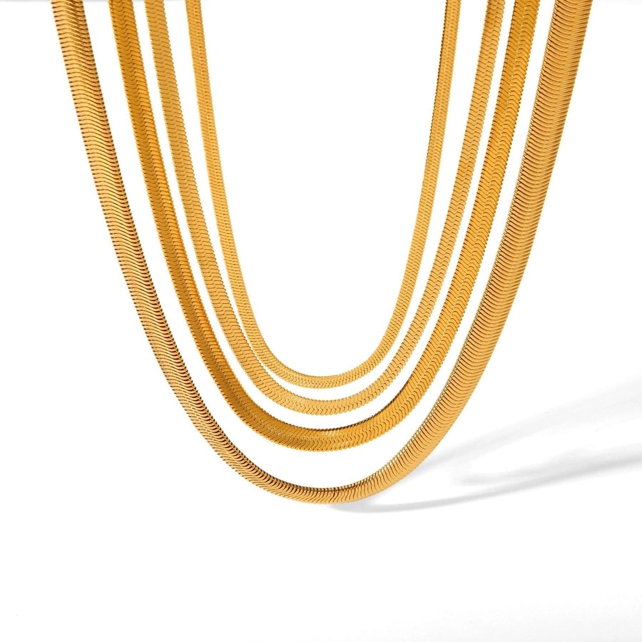 Jewelry Basic Simple Style Commute Solid Color 304 Stainless Steel 18K Gold Plated Plating Necklace - CEJEW