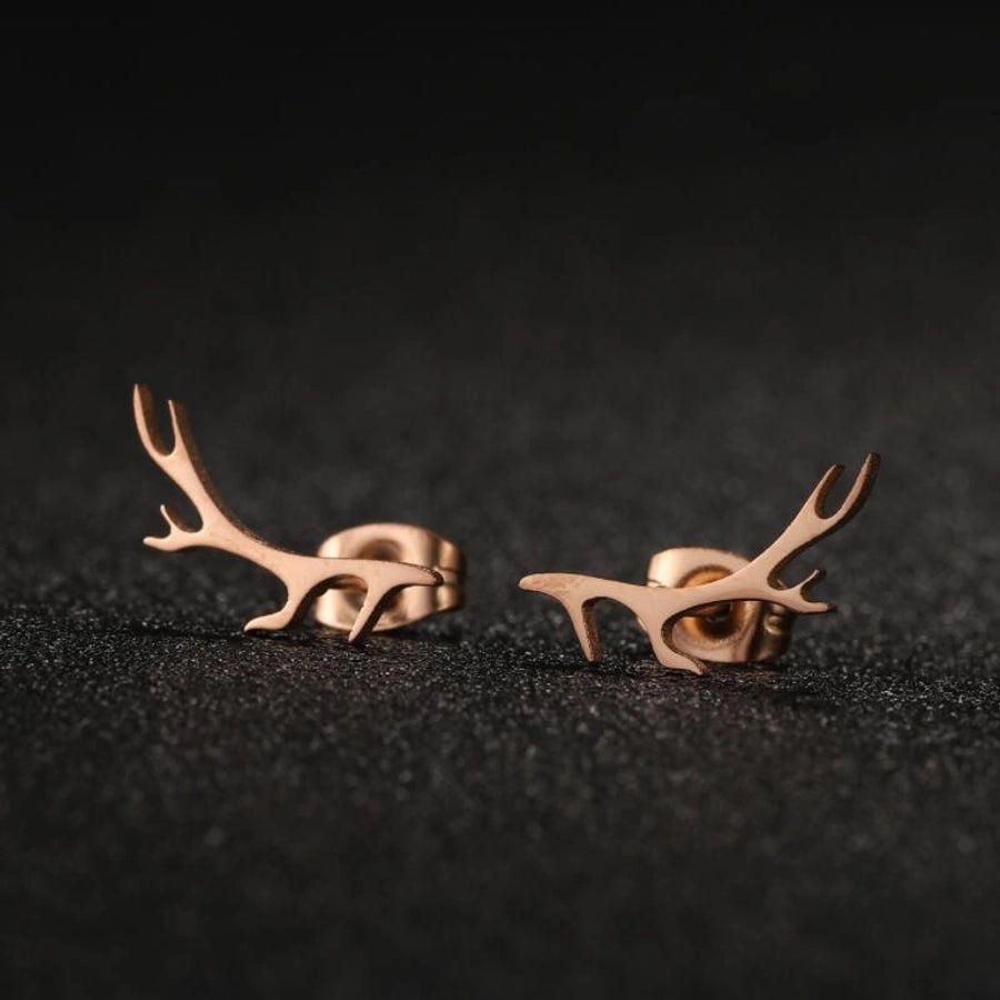 1 Pair Sweet Simple Style Antlers Plating 304 Stainless Steel 18K Gold Plated Ear Studs