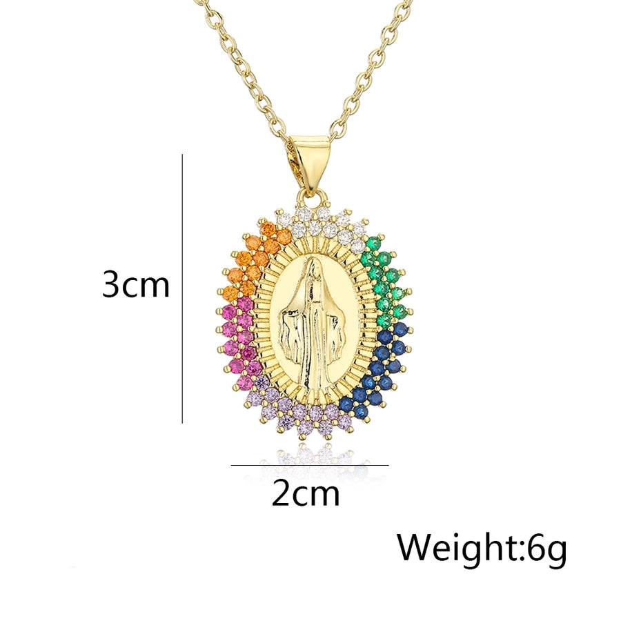 fashion virgin mary copper 18k gold plated zircon pendant necklace in bulk