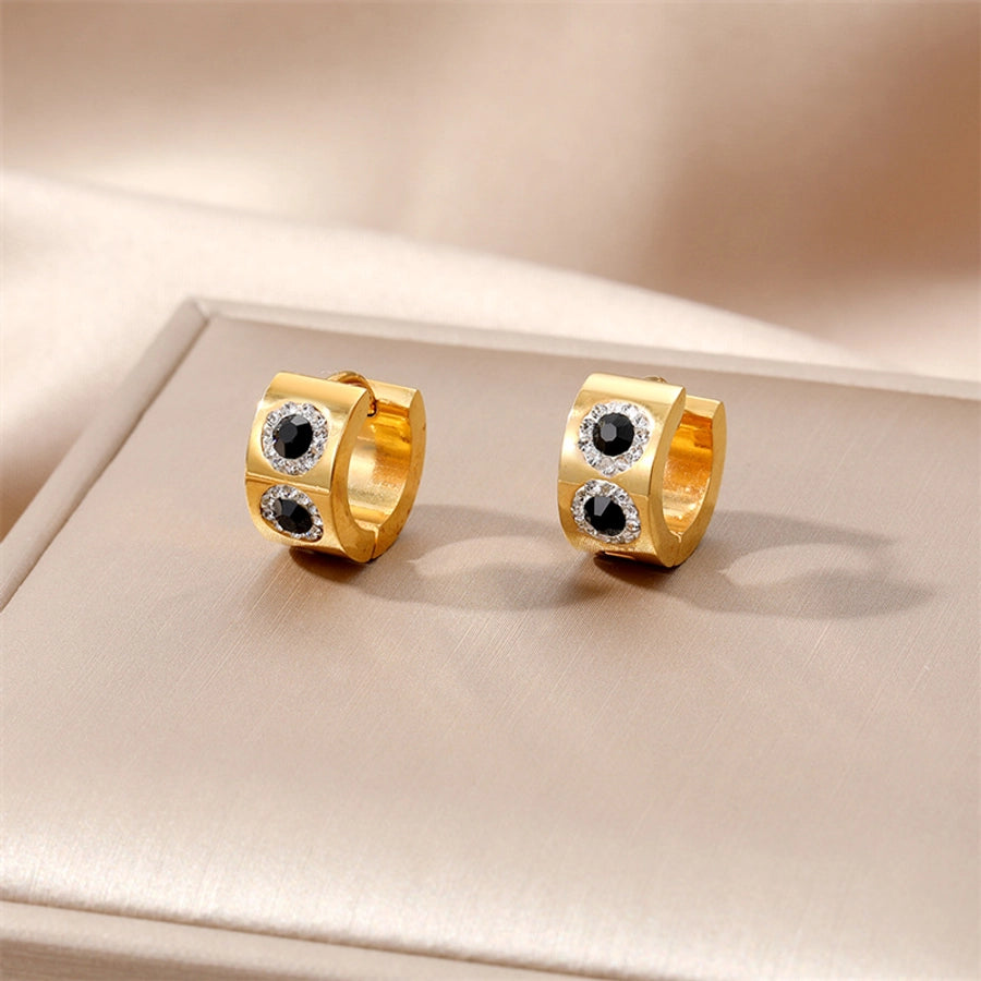 1 Pair Casual Simple Style Circle Plating Inlay 201 Stainless Steel Zircon Earrings