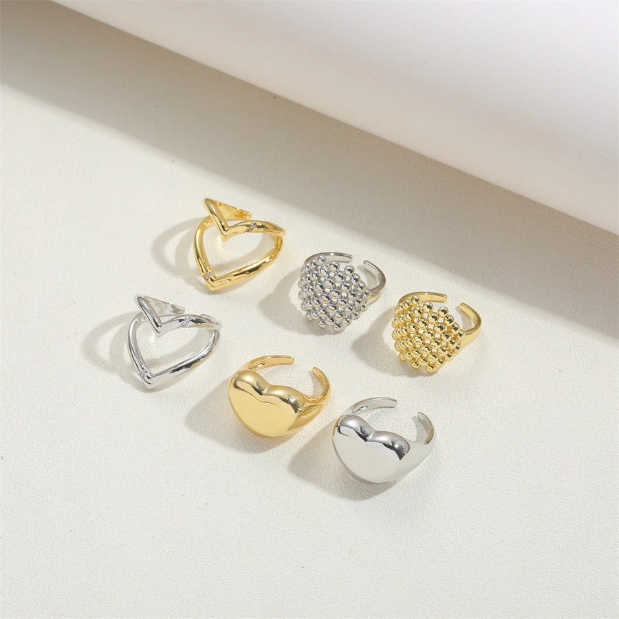 Copper Simple Style Classic Style Commute Heart Shape Solid Color Open Rings