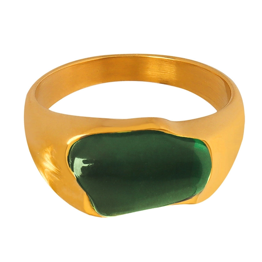 Jewelry Retro Irregular Titanium Steel Resin 18K Gold Plated Inlay Rings