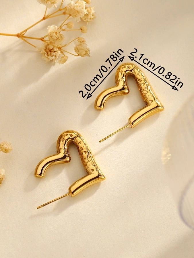 1 Pair Classical Retro Irregular Heart Shape Inlay 304 Stainless Steel Zircon Stainless Steel Earrings