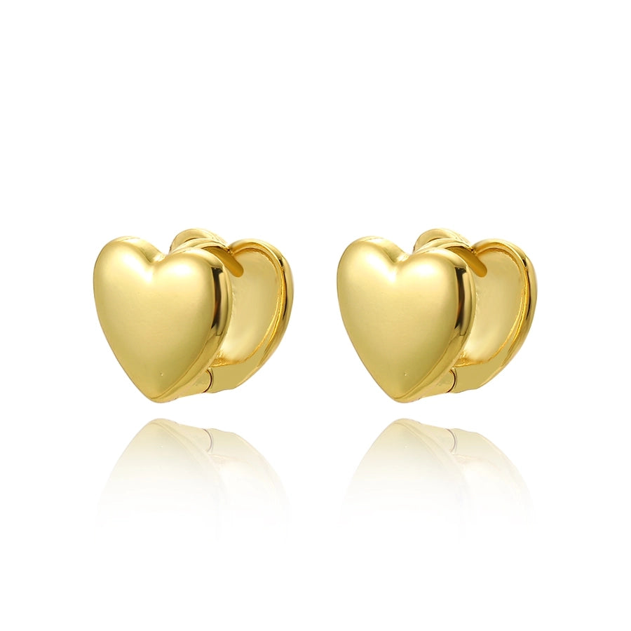 1 Pair Elegant Classic Style Shiny Heart Shape Copper 18K Gold Plated Ear Cuffs