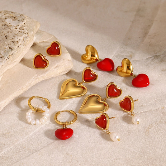 1 Pair Casual Exaggerated Heart Shape 304 Stainless Steel 18K Gold Plated Drop Earrings Earrings