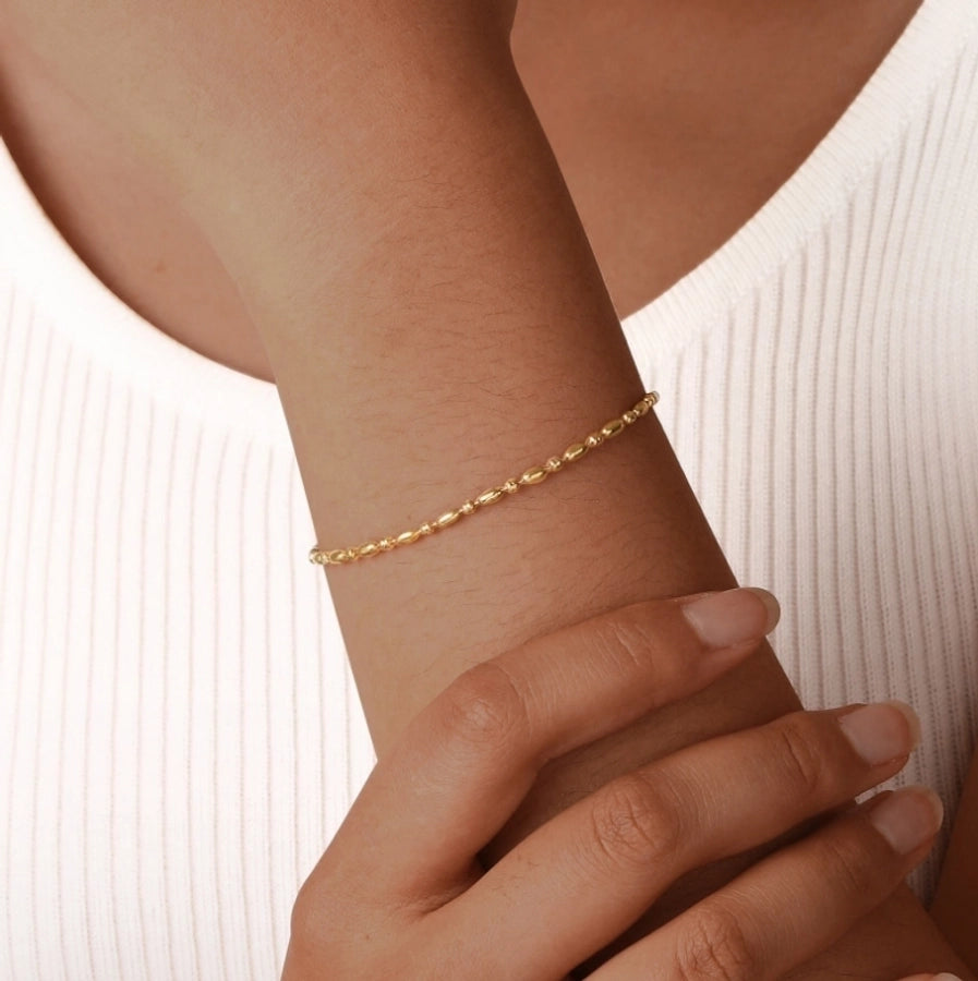 Jewelry Simple Style Solid Color 304 Stainless Steel 18K Gold Plated Bracelets Necklace