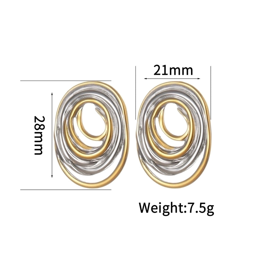 1 Pair IG Style Artistic Geometric Color Block Plating Titanium Steel 18K Gold Plated Ear Studs