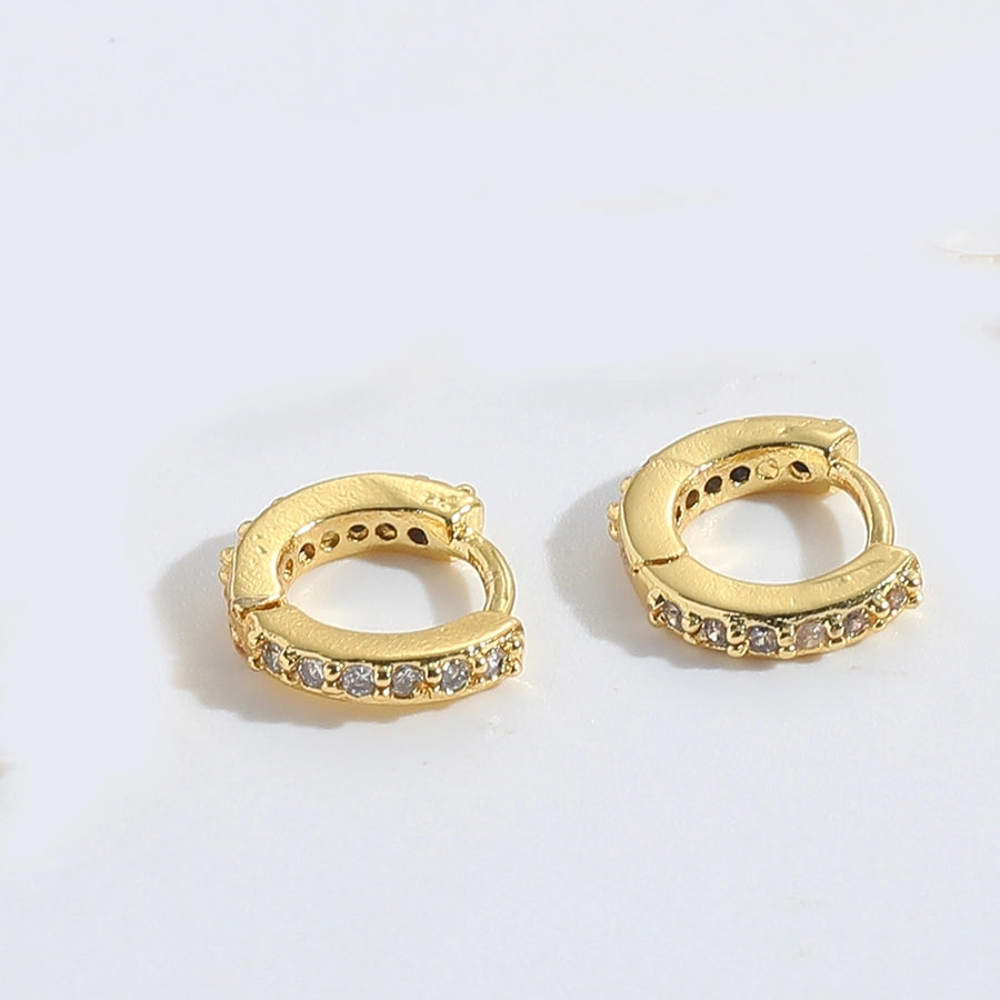 1 Pair Elegant Simple Style Commute Geometric Copper Zircon 14K Gold Plated Earrings