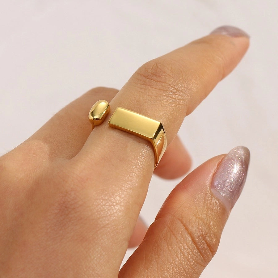 Jewelry Simple Style Solid Color 304 Stainless Steel 18K Gold Plated Plating Rings