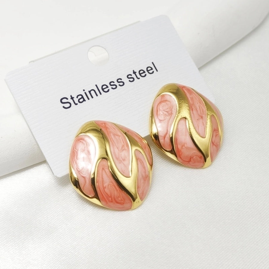 1 Pair Elegant Retro Commute Irregular Enamel 304 Stainless Steel Ear Studs