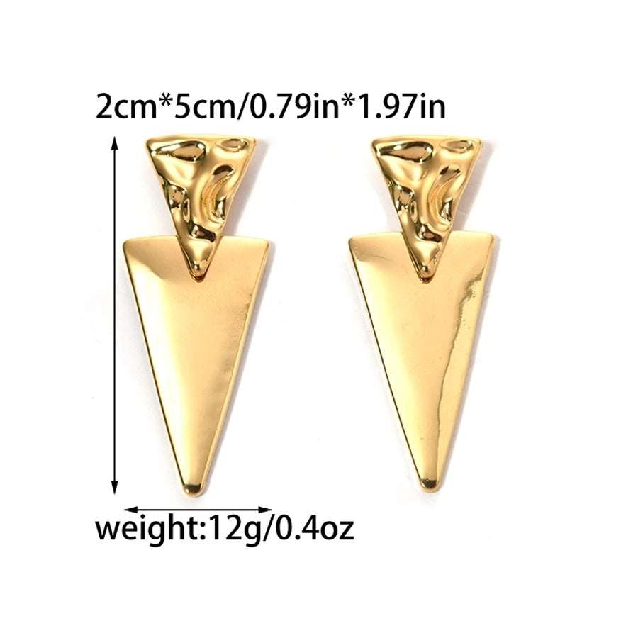 1 Pair Simple Style Korean Style Triangle Plating 304 Stainless Steel 14K Gold Plated Drop Earrings - CEJEW