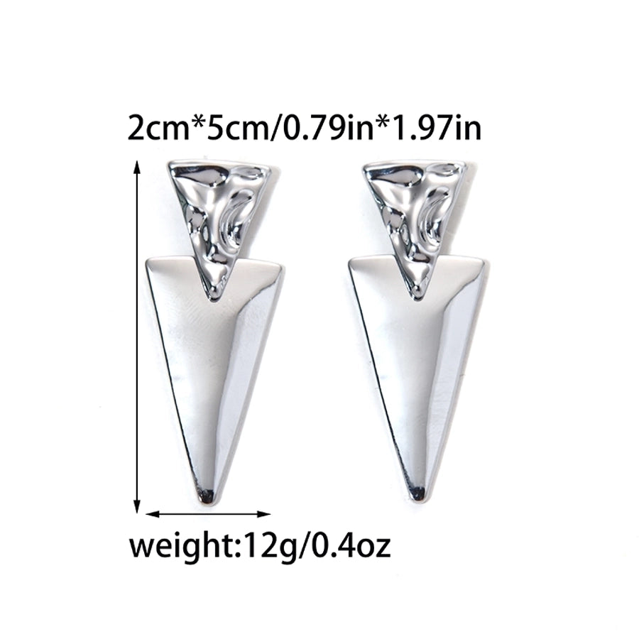 1 Pair Simple Style Korean Style Triangle Plating 304 Stainless Steel 14K Gold Plated Drop Earrings - CEJEW