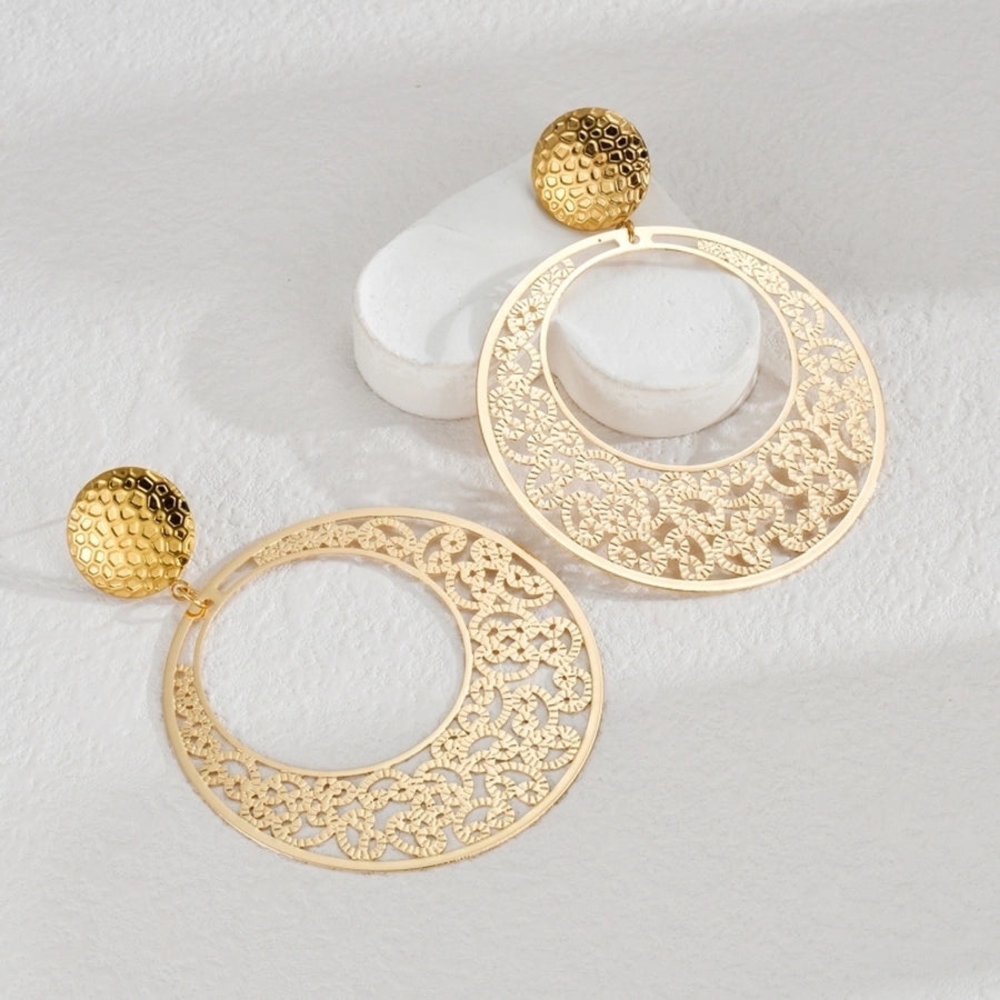 1 Piece Elegant Luxurious Geometric Hollow Out 304 Stainless Steel 18K Gold Plated Drop Earrings