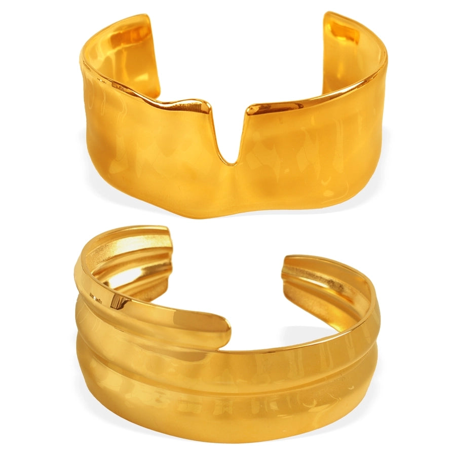 IG Style Exaggerated Irregular Solid Color 304 Stainless Steel 18K Gold Plated Bangle In Bulk