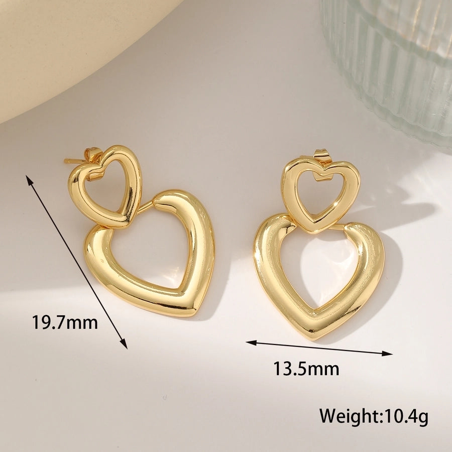 1 Pair Elegant Heart Shape Plating Inlay Copper Imitation Pearl Zircon 18K Gold Plated Drop Earrings Ear Studs