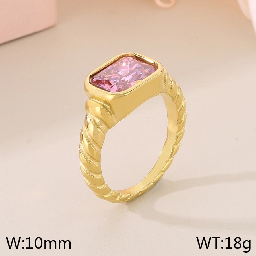 Jewelry Vintage Style Simple Style Commute Square 304 Stainless Steel 18K Gold Plated Rings