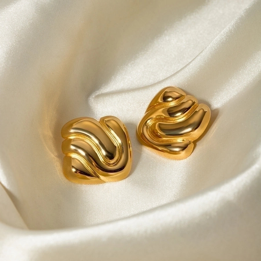 1 Pair Simple Style Solid Color Plating 304 Stainless Steel 18K Gold Plated Ear Studs