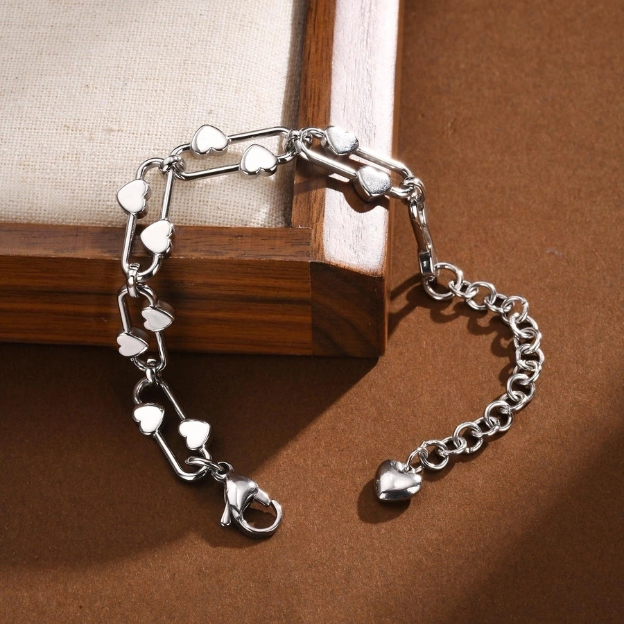 Simple Style Heart Shape 201 Stainless Steel Silver Plated Bracelets In Bulk