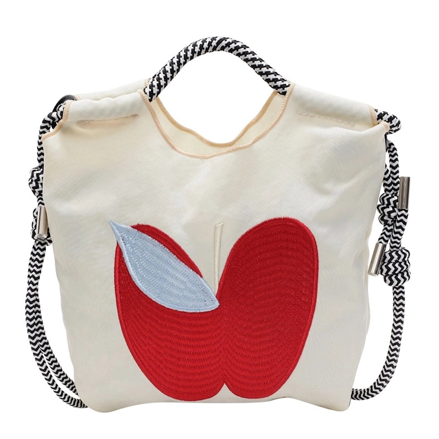 Women's Small Nylon Apple Streetwear Embroidery Square Open Tote Bag