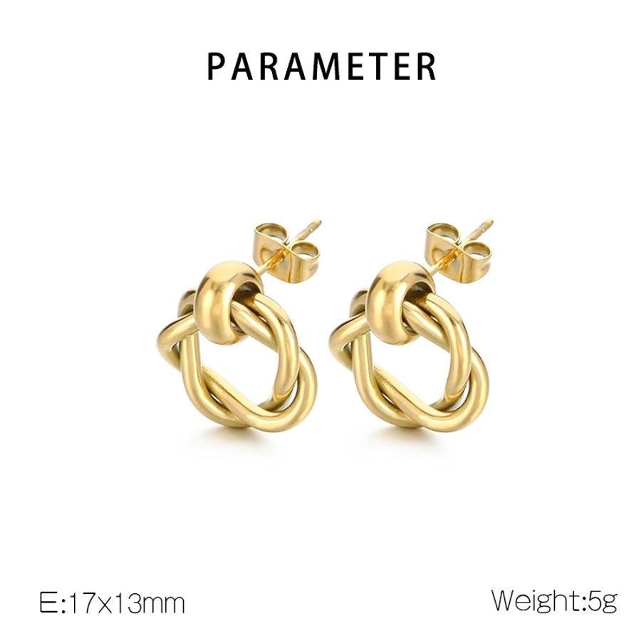 1 Pair Vintage Style Geometric Plating 304 Stainless Steel 18K Gold Plated Ear Studs - CEJEW