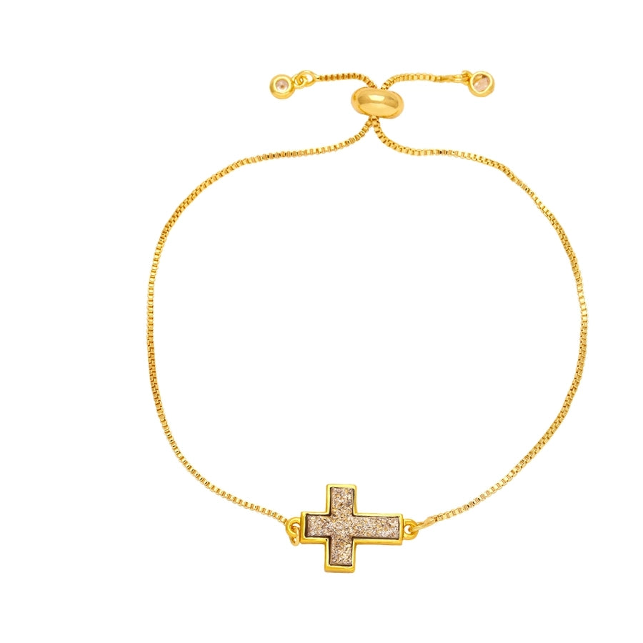 simple style cross copper plating 18k gold plated bracelets