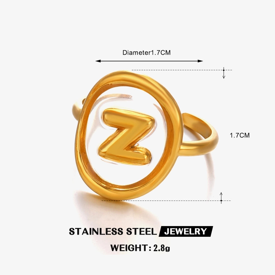 Jewelry Vintage Style Simple Style Letter 304 Stainless Steel Resin 18K Gold Plated Open Rings